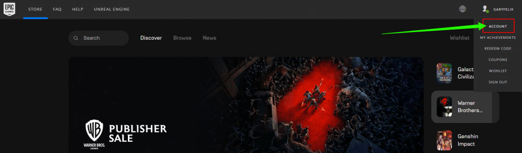 Epic Games Home Page